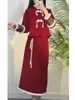 2ピースドレスUNXX裕福な女の子中国語スタイルセット冬Cheongsam Furry Coat A-LineMidi Skirt 2 2024到着ファッショナブル