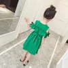 Girls Casual Summer Green Dress Baby Fashion 11 Child 2 4 To 12 Years Princess Dresses Brief Play In The Park Clothes Kids 240325