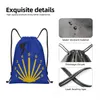 Camino de Santiago DrawString Backpack 여자 남성 체육관 스포츠 팩 팩 접이식 가리비 껍질 하이킹 상점 가방 자루 186a#