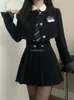 2023 donne di stile coreano sottile uniforme della scuola superiore set lg cappotto manica gonna a pieghe fi tre pezzi vestito delle donne set s786 I6mG #