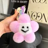 Véritable véritable fourrure de lapin étoile porte-clés pompon boule sac pendentif à breloque voiture téléphone porte-clés cadeau