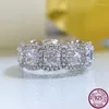 Cluster-Ringe 925 Silber funkelnd 5 5 mm quadratisch gelb rosa weiß High Carbon Diamant-Ring Damen Party Boutique Schmuck Großhandel