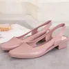 Scarpe eleganti Sandali in gelatina Donna Punta a punta Chunky Med Tacchi alti Infradito Slingback Casual Candy Sandali da spiaggia antiscivolo