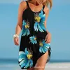 Sommer-Strandwestenkleid für Damen, Flora-bedruckte Kleider
