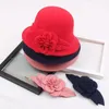Wolle Fedoras Filz Cloche Hüte Vintage Floral Wärmer Eimer Hüte 9 Farben Bowler Hüte Damen 240319