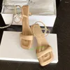 Casual Shoes One Strap Kitten Heel Sandals Solid fyrkantig Toe Ankle Buckle Dress Wedding For Women 2024 Summer Elegant Fashion