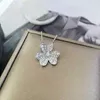 Designer Brand Van Clover Necklace 925 Sterling Silver Plated 18K gold diamond inlaid clover Pendant with three petals full of clavicle chain