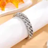 Trendy en coole Cubaanse armband met dubbele rij diamanten ingelegd voor heren en dames hiphop ins minderheidsontwerp licht luxe koppel DFSI