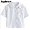 Sakura broderi japansk studentflicka skola jk enhetlig topp medelhögskolan uniform LG Kort ärm Sailor Suit Shirt N67W#