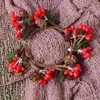 Fleurs décoratives 2 pièces couronne de baies de Noël anneaux de grenade rouge couronnes de support de lumière de thé pour la décoration de fête de vacances de Noël 7 cm