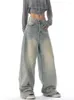 Jeans pour femmes Baggy Wide Leg Femmes Qualité Haute Taille Denim Pantalon Bleu Clair Pleine Longueur Coréenne Mode Streetwear Y2K