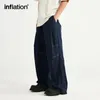 Pantalon homme INFLATION coton bambou lavé jambe large printemps doux toucher imitation denim effet pantalon bleu