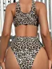 Mulheres Swimwear XS - L Leopardo Atado Feminino Maiô Cintura Alta Biquíni Mulheres Duas Peças Set Bather Bathing Suit Swim K5193