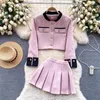 Arbeitskleider OCEANLOVE Koreanische Mode Süße 2 Stück Sets Frauen Outfit Frühling Herbst Einfache Rock Elegante Kontrast Farbe Ropa De Mujer