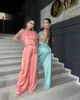 Partykleider Fashionvane 2024 Vestidos Prom Zwei Stücke Hosenanzüge Frauen Tragen Federn Spaghetti Trägerlosen Abend Formale Kleider