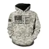 Höst och vinter 2023 New Mens Casual Hoodie 3D American Flag Printed Youth Coat