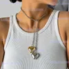 Ожерелья с подвесками Vintage Two Heart Подвеска Регулируемое ожерелье Женское 2023 Персонализированные Простые длинные кисточки из металла для девочек Модный свитер Ювелирные изделия T240330