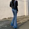 Jeans pour femmes 2024 Femmes coréennes Y2K Taille haute Flare Bleu Mode Indie Side Split Denim Pantalon 90s Esthétique Slim Sexy Crayon Pantalon