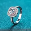 Кольца кластера DRring, 1 карат, цвет D, настоящий муассанит для женщин, квадратное роскошное обручальное кольцо, стерлинговое серебро S925, оптовая продажа GRA