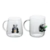 Wine Glasses Creative Cute Panda Glass Cups Modern Simplicity High Temperature Resistant Breakfast Drink Household Cartoon Office Water Cup