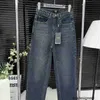 Designer Nanyou High Quality FD Back Bag Leather Label Women's New Denim Pants High Waist Slimming Correct Version QT4R