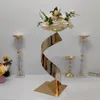 Party Decoration Black Centerpiece White Electroplate S Ribbon Shape Gold Metal Vase Flower Stand Holders Chandelier For Reception Dro Dhpij