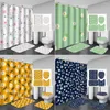 Douchegordijnen Bloem Plant Print Gordijn Waterdicht Polyester Badkamer Wit Antislip Tapijt Wc-deksel Cover Badmatten Set