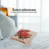 Pillow Vintage Floral/Flower Flax Decorative Throw Case Cover Home Sofa Decorative(3 Roses)