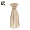 Party Dresses Tingfly Women Runway Fashion High Quality Brodery Pleated Midi Long Summer Casual Frence Chic Elbise Vestidos