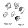 Cluster anneaux Kisswife rétro couleurs argentées ensemble pour femmes fleurs motif de vague de vague plume géométrique anneau de doigt 2024 bijoux de mode tendance