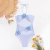 Kobiety dla kobiet Kobiety Seksowne Monokini kantar bez rękawów puste jednoczęściowy strój kąpielowy 3D kwiat
