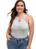 Summer z rękawów w rozmiarze SEXY seksowne cami top kobiety kantarka szyi nurka kluczyka frt biuro plażowa cami tank top duży rozmiar odzieży 5xl q8x4#