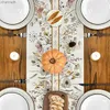 Table Runner Floral Linen Runners Thanksgiving Wedding Decoration for Kitchen Decor Home Party Coffee yq240330