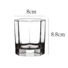 Wine Glasses 260ml Glass Octagonal Shape Coffee Cup Water Vertical Cups Household Drinkware Transparent Geometry Juice