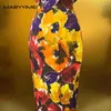 Sukienki robocze Maryyimei Fashion Runway Projektantka Kobieta w 2024 sprężynowy szalik z nadrukiem jedwabny shir split biodro spódnica 2-częściowy zestaw