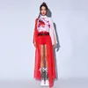 Jazz Dance Kostüm Frauen Chinesischen Stil Kpop Outfits Y2K Gogo Tanz Kleidung Nachtclub Bar Dj Performance Wear Roten Anzug BL12233 40Sa #
