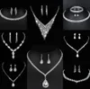 Valuable Lab Diamond Jewelry set Sterling Silver Wedding Necklace Earrings For Women Bridal Engagement Jewelry Gift W7FZ#