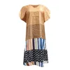 Sukienki swobodne moda abstrakcja damska drukowanie okrągłej szyi z krótkim rękawem wygodna sukienka Sundress Maxi