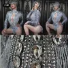 Sparkly Rhineste Sier Franges Body Dance Drag Queen Costume Gros Cristaux Body Tassel DJ DS Club Anniversaire Party Stage S2Cr #