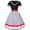 Sukienki imprezowe eleganckie sukienki kobiety vintage high talia duża huśtawka kobiet lat 50. 60. Rockabilly Polka Dot Pinup Ball Srain