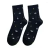 Meias femininas 1/3 pares planeta lua estrelas doce meninas harajuku espaço tubo longo meia streetwear colorido bonito casual meias