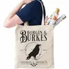 1pc "Borgin And Burkes" Crow Pattern Canvas Tote Bag, Reusable Shop Bag Christmas Halen Gift M4Uq#