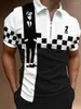 Mens Polos S 2023 Men Shirts Summer High Quality Casual Daily Short Sleeve Striped Turn-Down Collar Zippers Tees Drop Delivery Apparel Dheic