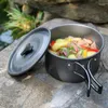 Ensembles d'ustensiles de cuisine Kit de Camping 2-3 personnes ensemble de cuisine en aluminium en plein air bouilloire à eau casserole voyage randonnée pique-nique barbecue vaisselle