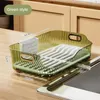 Rack de armazenamento de cozinha transparente verde oco dreno material de alta qualidade grande capacidade partição suprimentos para casa