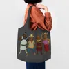 Shopping Bags Kawaii Print Capybara Squad Tote Bag Durable Canvas Shoulder Shopper Pography Handbags
