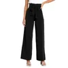 Pantalon femme jambe large femme sport élégant à lacets jambe large pour taille haute bureau dame pantalon avec poches élégant