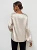 Damesblouses Lente Dames Luipaard Jacquard Blouse Losse V-hals Lange mouw Zomer Top Casual Kantoor Dame Shirt Wit Zwart