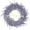 Fiori decorativi Corona di lavanda artificiale da 18 pollici per la porta d'ingresso Decorazione floreale per finestre da parete per tutte le stagioni di benvenuto