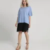 Plus-storlek kort batwing ärm sommar elegant tunika dr kvinnor färg blockerad lös casual rak t-shirt dr stor storlek 7xl z1lc#